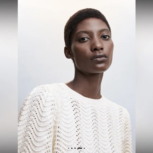 Mango Women’s Cream and White Puff Sleeve Knitted Sweater - Picture 6 of 15